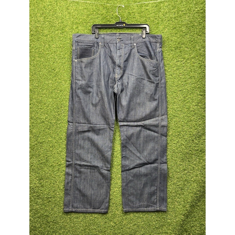 Levis 569 Jeans Mens 42x32 Blue Denim Medium Wash Straight Relaxed Fit Work